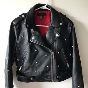F21 Star Studded Faux Leather Jacket